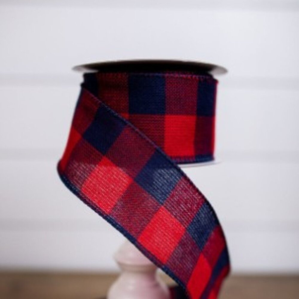 Christmas Linen Plaid Ribbon 2.5" NEW